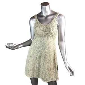 Genevieve Women's Small Vintage 90's Ditsy Floral Mini Dress Sleeveless Light Ye